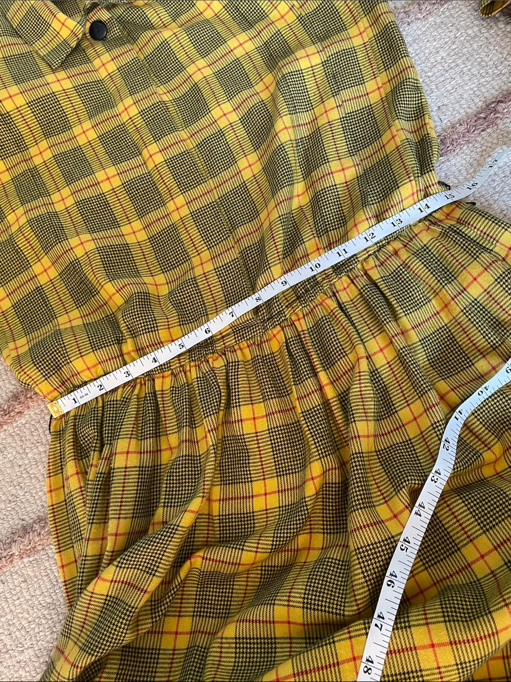 VTG R&K Originals Yellow Plaid Shirt Dress Long Sleeve Belted Midi Size 8 - Picture 10 of 12